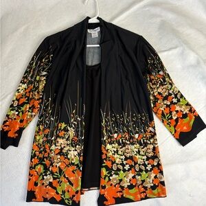 Serengeti Women’s Open Front 2-in-1 Blouse Cardigan Size S Black